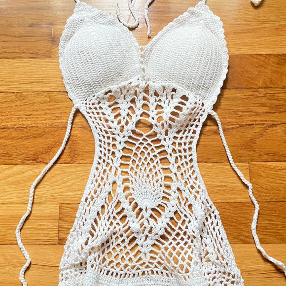 Crochet Knitted One Piece Swimsuit Size Medium - Picture 10 of 16
